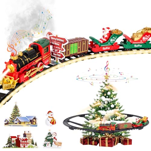 Eisenbahn Weihnachtszug Elektrische mit Dampfeffekt, warmweißem...