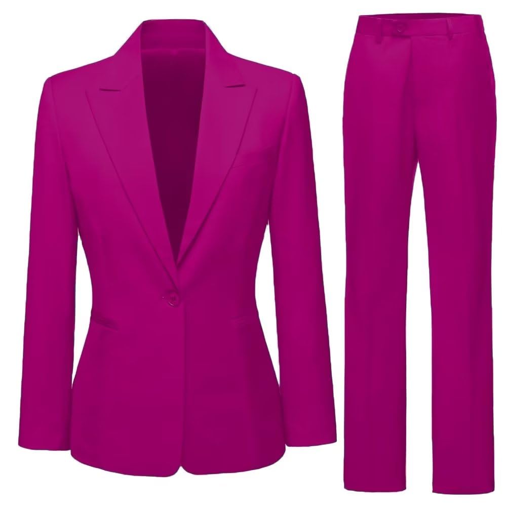 Women Suits 2 Piece Long Sleeve Business Solid V Neck Blazer and Pant Office Professional Set Suits 2023