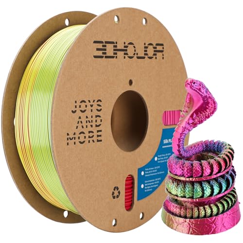 Image of Silk PLA Filament 1.75mm Red Yellow Blue Triple Color PLA 3D Printer Filament 3 in 1 Coextrusion 1KG Spool(2.2lbs) 3D Printing Filament Dimensional Accuracy + /- 0.03mm