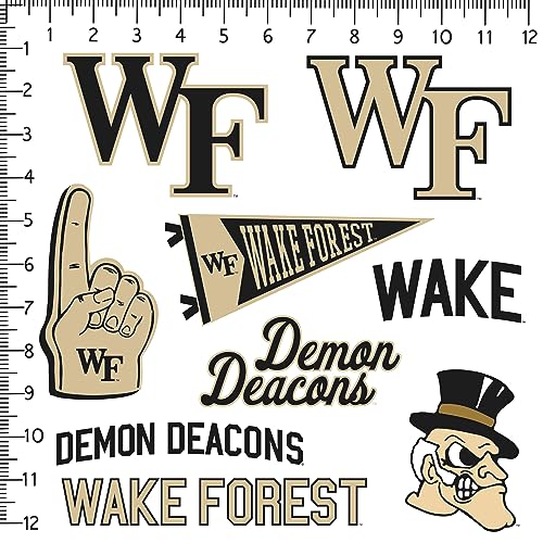 Image of Wake Forest University 9ct Vinyl Large Deluxe Stickers Variety Pack - Laptop, Water Bottle, Scrapbooking, Tablet, Skateboard, Indoor /Outdoor - Set of 9