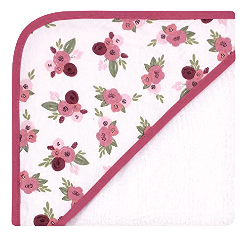 Image of Hudson Baby Unisex Baby Cotton Rich Hooded Towels, Warm Floral, One Size (Pack of 5)