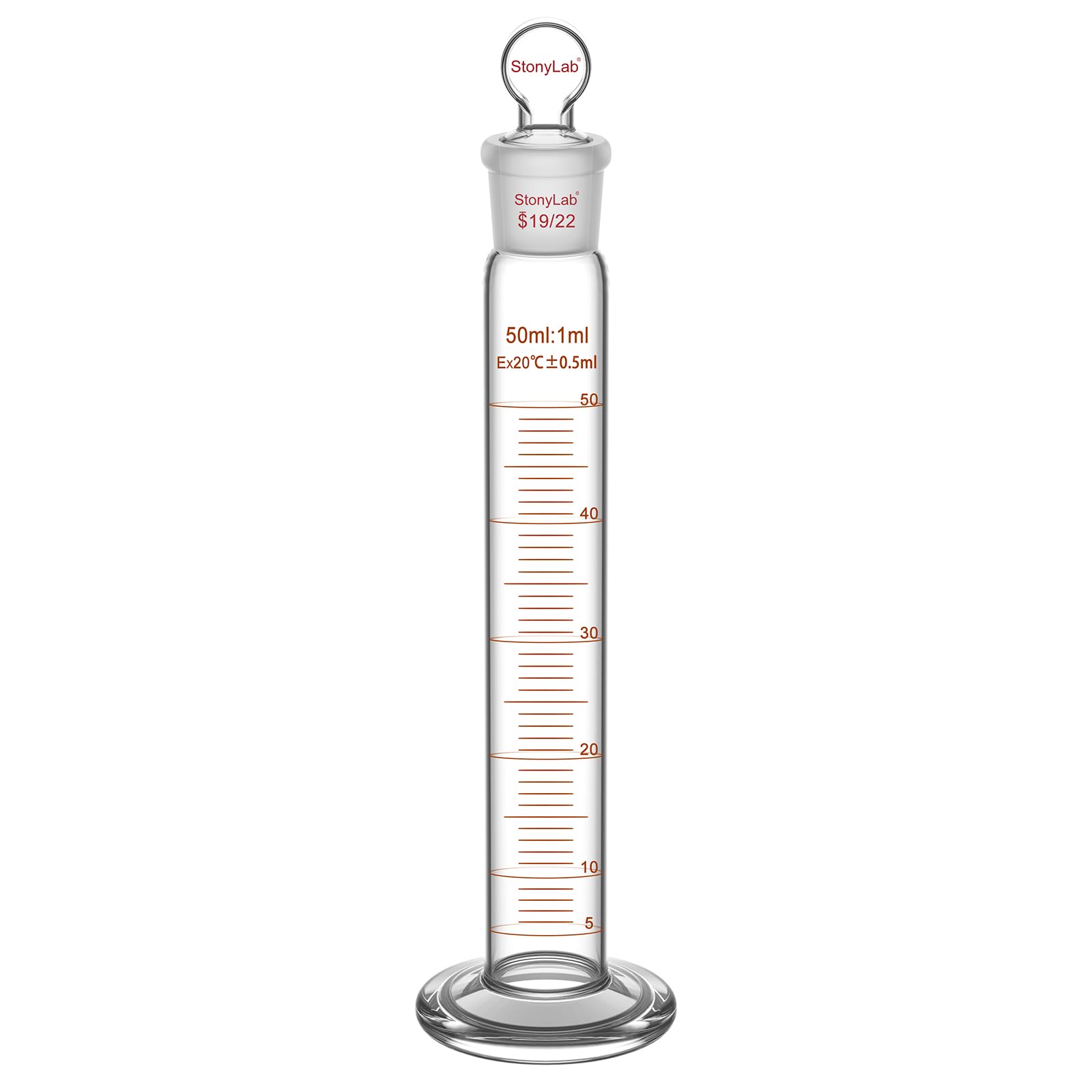 stonylab Measuring Cylinder with Stopper, 100 ml Heavy Wall Borosilicate Glass Measuring Graduated Cylinder with 24/40 Standard Ground Joint and Flat Head Stopper, 1 Pack — Amazon image 9