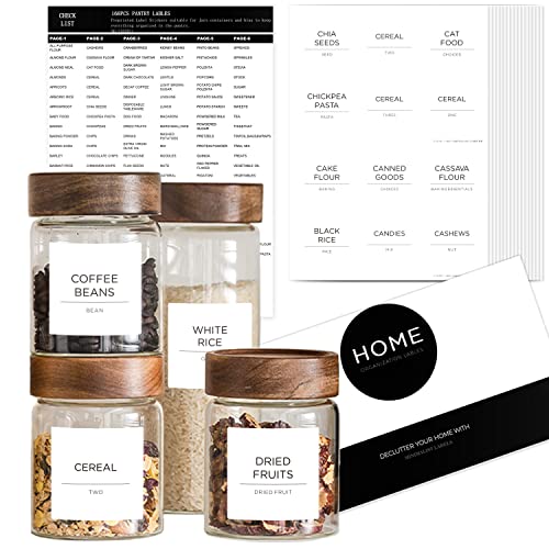 v2croft 168 etiquetas de despensa para contenedores de almacenamiento de alimentos, calcomanías minimalistas blancas mate, texto negro, etiquetas de organización de despensa de cocina para