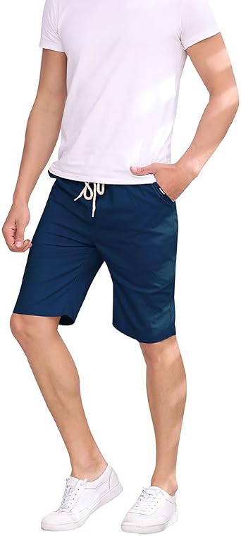 Hoerev Pantalones cortos casuales de lino para hombre de marca: Amazon.es:  Ropa
