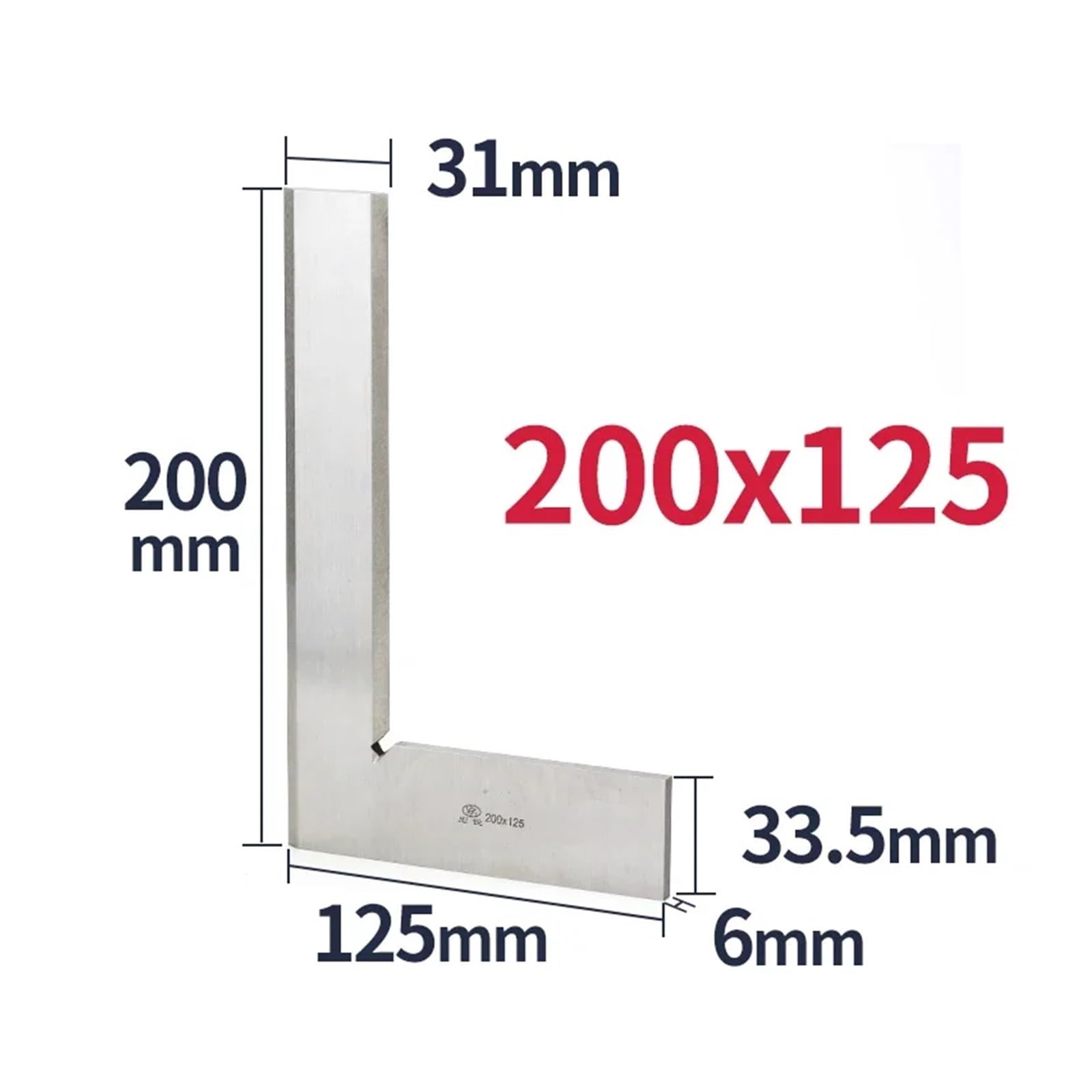 Blocchetto di riscontro, Righello Quadrato Con Bordo A Coltello Da 90 Gradi Misurazione Lama Multi-angolo Prova Ad Angolo Set Di Righelli A Forma Squadre Strumento Calibro(200x125 Square Ruler)