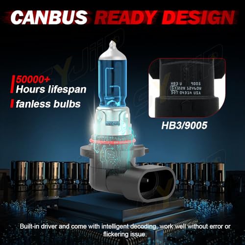 Image of Headlight Bulbs Compatible for Ford Explorer Sport Trac 2001 2002 2003 2004 2005, HB5 9007 High Low Beam 9145 Fog Light Halogen Lights, 6000K White, 300% Brightness, Plug N Play, Pack of 4