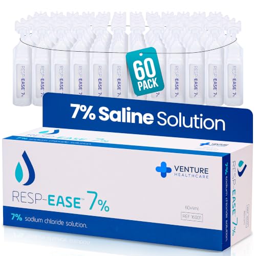 Resp-Ease 7% Sterile Hypertonic Saline Solution for Inhalation via Nebuliser - Helps Clear Airways and Congestion from Lungs - 60 x 4ml Vials - Strong Nebuliser Saline Solution