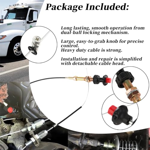 Image of VCGTX10 /55204 10FT Vernier Adjustable Locking Control Cable | Fit for 4100 Series PTO Dump AGT Mini Skid Steer Generator Marine ATV,0.088 Inch Stainless Steel Core,Ergonomic Adjust Knob