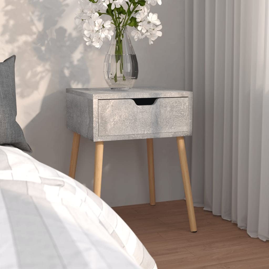 Table de chevet bois d'ingénierie gris pour optimiser le rangement de chambre