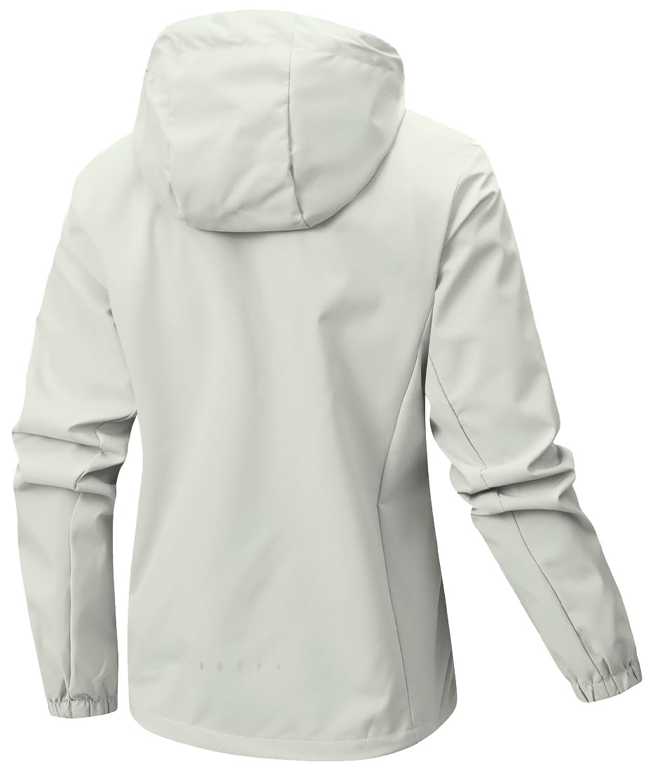 WINKEEY Veste Softshell Femme Imperméable Respirante Coupe-Vent Légère avec Capuche Veste de Pluie Extérieur pour Randonnée