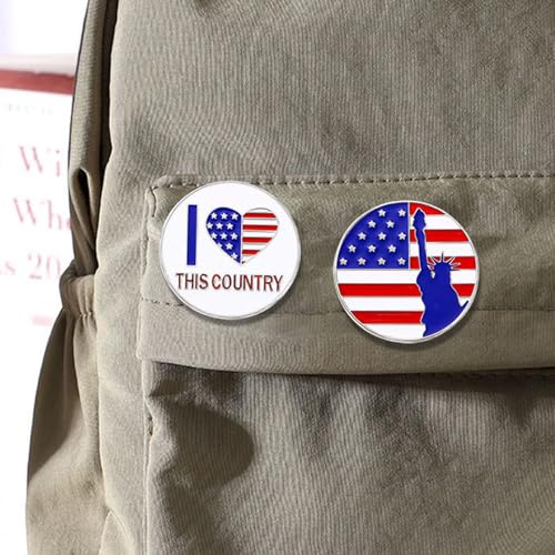 Image of USA Flag Brooch Pin for Women American Flag Brooches 4th of July Patriotic Red White Blue USA Flag Lapel Pin American Patriotic Medal Brooches Dress Accessories for Independence Day