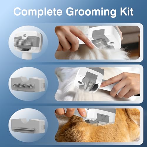 Image of Dog Grooming Vacuum, 13000Pa & 2L Dust Cup & <55dB, 5-in-1 Self-Cleaning Pet Hair Vacuum with Spray Brush for Shedding, Quiet Deshedding Kit for Dogs Cats