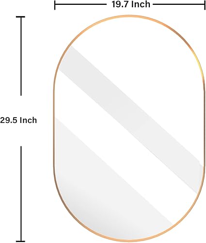 Miniatura 6 de Manocorro Espejo de pared ovalado dorado, espejo de baño ovalado de 20 x 30 pulgadas, espejo grande de decoración de tocador con marco de metal,