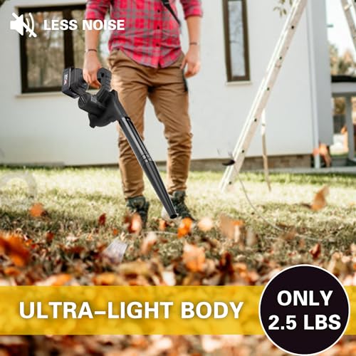 Leaf Blower Cordless with Battery and Charger, Handheld Battery Powered Electric Leaf Blower, 2-in-1 Portable Mini Blower &Vacuum for Lawn Care, Dust/Snow Blowing