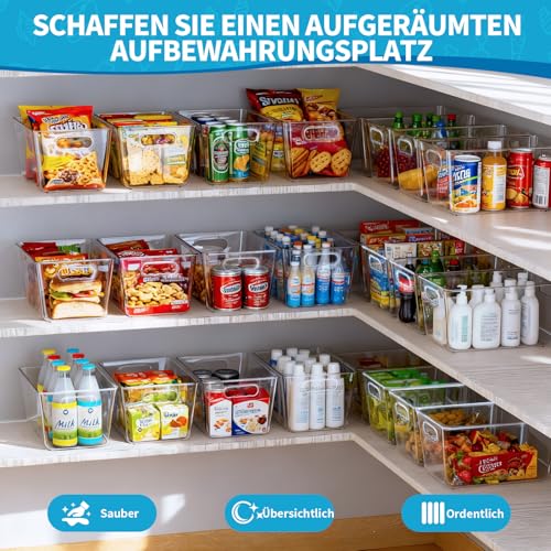 KJIXYUNG Kühlschrank Organizer Set, Küchen Organizer, Aufbewahrung Boxen für den Einsatz in Kühlschränken, Küchen, Schränken und Schubladen BPA frei (4 Stück, L(30x20x15CM))