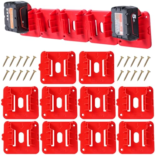 10-Pack-Battery-Holder-for-Milwaukee-M18Wall-Mount-M18-18v-Battery-Holder-Storage-Case-Tool-Holder-For-Shelf-Work-Van-Toolbox 10 Pack Battery Holder for Milwaukee M18,Wall Mount M18 18v Battery Holder Storage Case Tool Holder For Shelf Work Van Toolbox - Image 1
