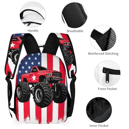 zaaprintblanket Custom Truck Flag Backpack 3 Piece Set Personalized School Backpack with Lunch Bag Pencil Case for Boys Girls Kids3