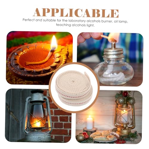 YARNOW 2rolls Kerosene Lamp Wick Replacement Cotton Flat Wicks for Outdoor Camping Lanterns Easy to Cut for Oil Lamps Meters Per Pack3