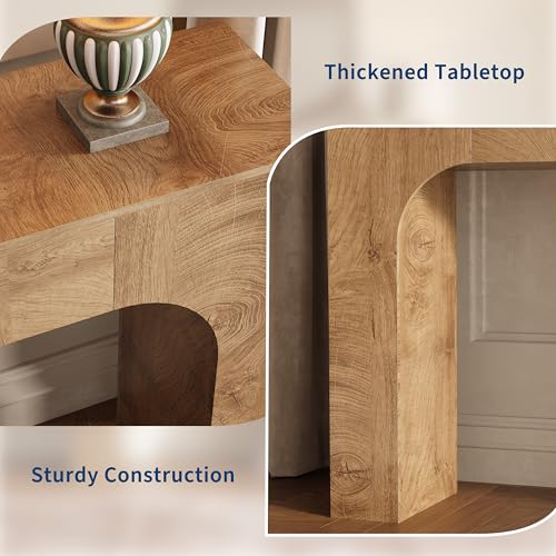 GarveeHome 47 Inch Farmhouse Console Table, Narrow Wood Entryway Table Behind Couch, Slim Rustic Hallway Furniture for Living Rooms, Foyers & Apartments, Deep Oak