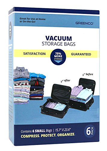 Greenco Vacuum seal, Space Saver Storage Bags - Small - 6 pack