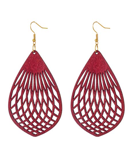 Preisvergleich Produktbild Empty Tropfen Ohrringe Ethnische afrikanische Hohle Holz Lange Anhänger Ohrringe Modeschmuck Glühbirne Muster baumeln Ohrringe