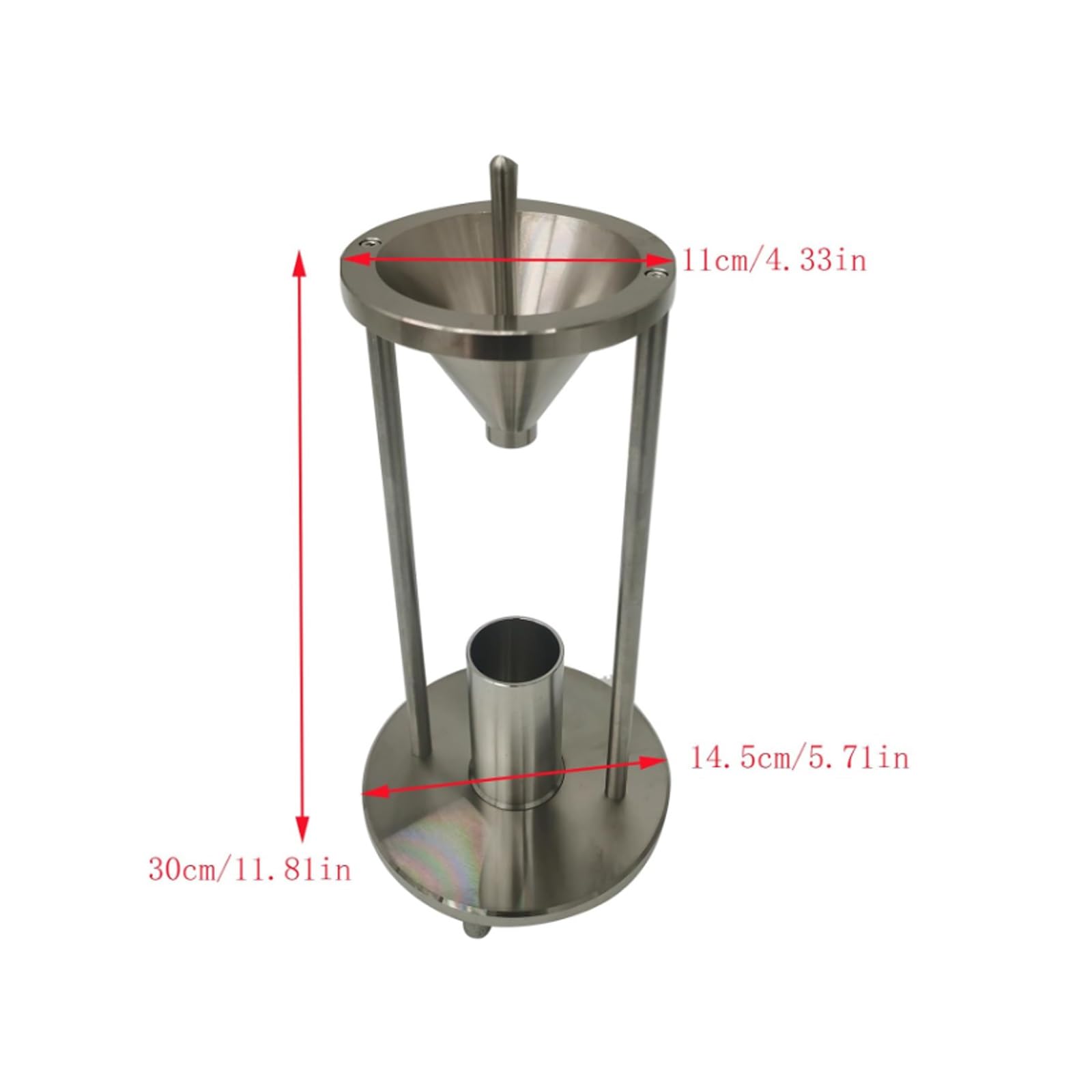 Medidor de densidad aparente para polvos, medidor de densidad de apilamiento natural con raspador y cepillo, de acero inoxidable, con abertura de embudo de 12,7 mm de diámetro