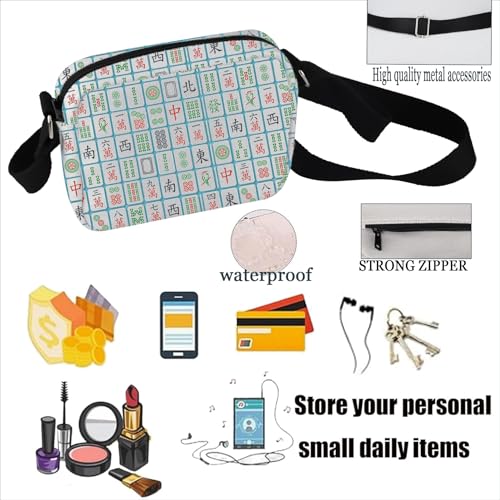 PXTIDY Lucky Mahjong Tiles Crossbody Bag Mahjong Game Lover Gift Mahjong Game Travel Crossbody Purse Mahjong Player Gift3