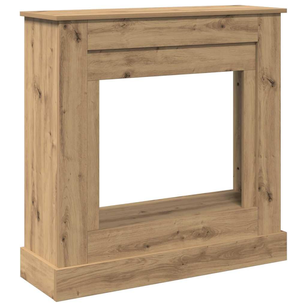 Vidaxl Artisan Oak Fireplace Surround, Fire Surround Only Compatible With Led Flame, Fireplace Frame For Living Room Hallway, Engineered Wood