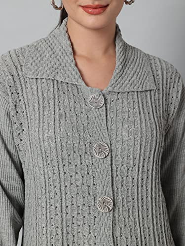 Image of eKools Women Wool Blend Banded Collar Cardigan