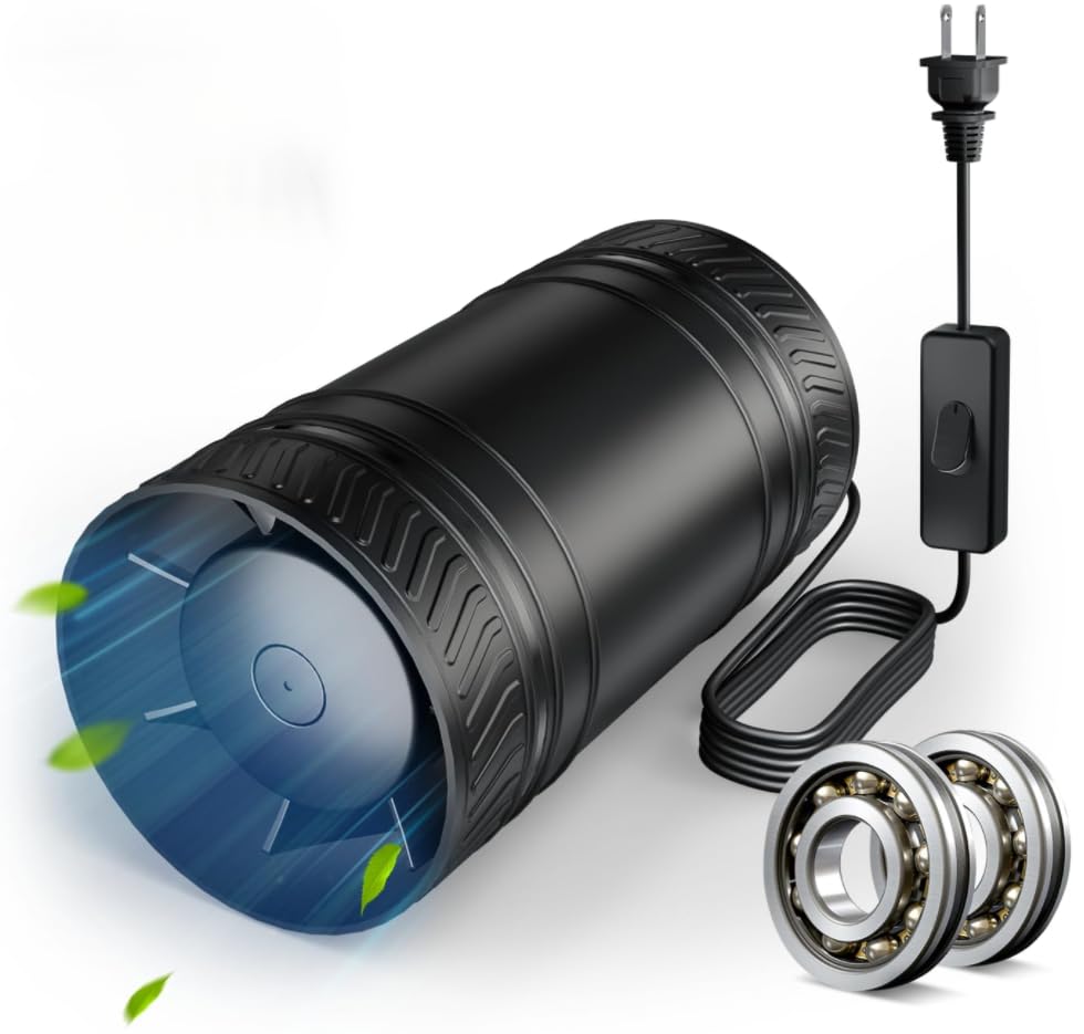 Image of 4 Inch Inline Fan with Switch,Inline Duct Fans High-Efficiency Exhaust Duct Fan, Low Noise HVAC Ventilation in Grow Tents, Basements, Bathrooms, Kitchens, and Attics