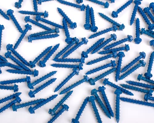 BCP Fasteners 100 Qty 1/4" x 1-3/4" Hex Head Diamond Tip Concrete Screws to Anchor Masonry, Block & Brick with Drill Bit Included (BCP499)