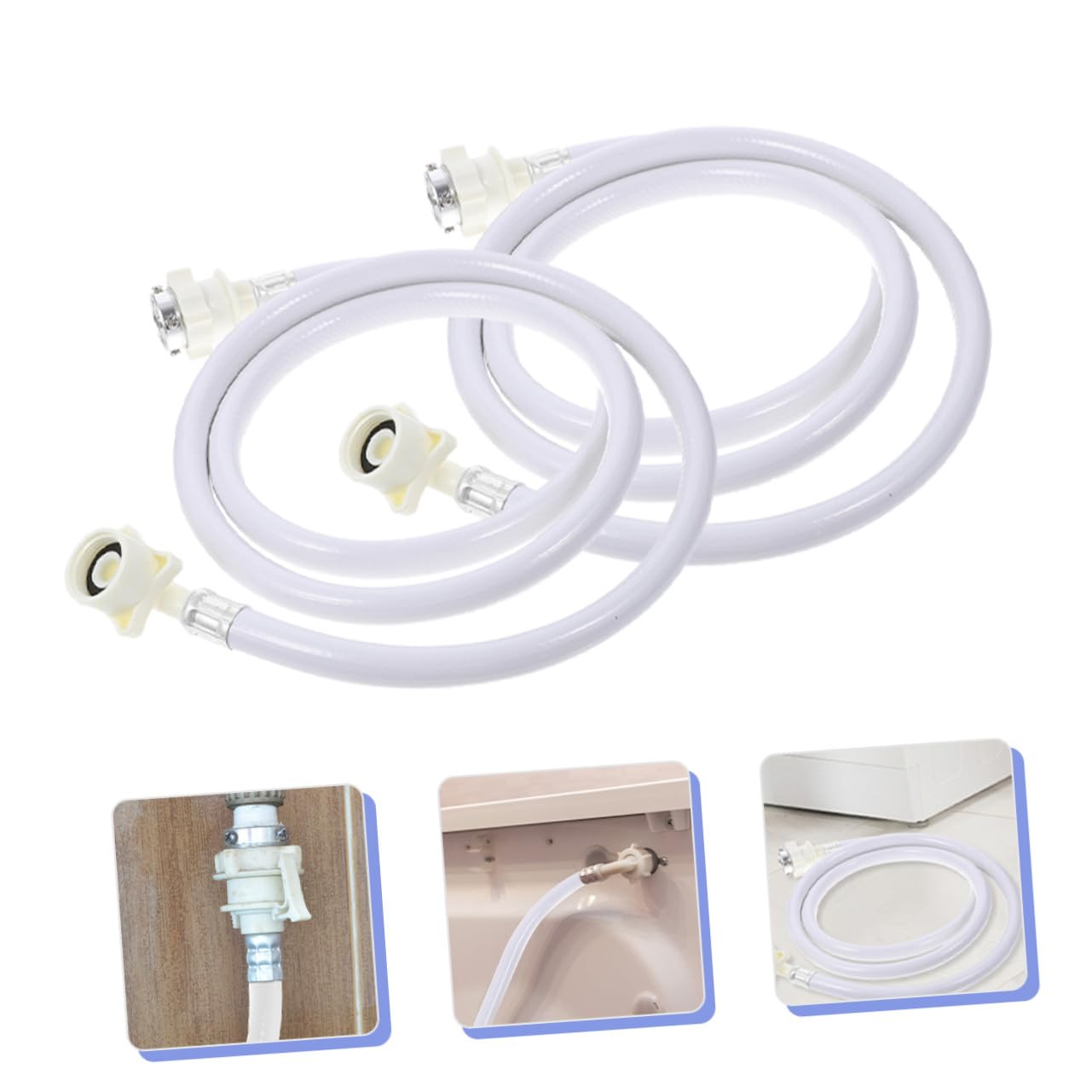 2 pièces Tuyau Dalimentation Machine Laver PVC avec Raccord Acier Inoxydable Flexible et Extension pour Lave Linge Automatique Installation Facile sans Fuite