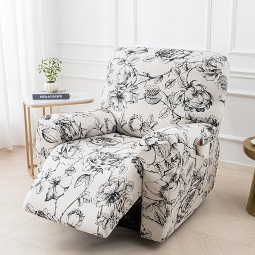 Image of Eco-Ancheng Recliner Slipcovers 4-Pieces Lazyboy Recliner Covers Recliner Couch Covers Recliner Chair Cover Non Slip Reclining Slipcovers with Storage Pockets Furniture Protector for Living Room,18