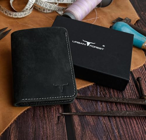 Image of URBAN FOREST Joe Vintage Black Leather Wallet for Men