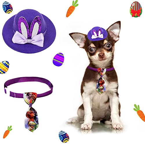 Easter Dog Hat Costume, Easter Puppy Hat and Neck Tie, Easter Pet Outfits Easter Eggs Bunny Pattern