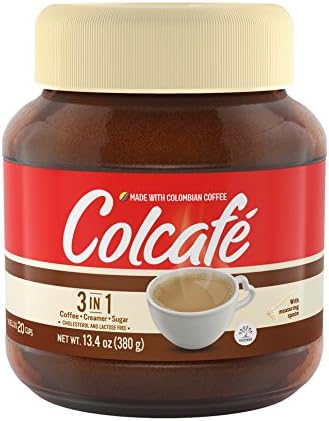 Colcafé 3-in-1 Coffee Mix Jar | Coffee, Cream & Sugar in a Delicious Cup | Cholesterol Free | 100% Colombian Coffee | 13.4 Ounce (Pack of 1)