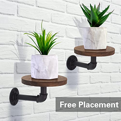 Keajuidy SHELF 5.9Inch Wall Mounted Floating Shelves Round Display Rack With Metal Industrial Pipe Brackets thumb #3
