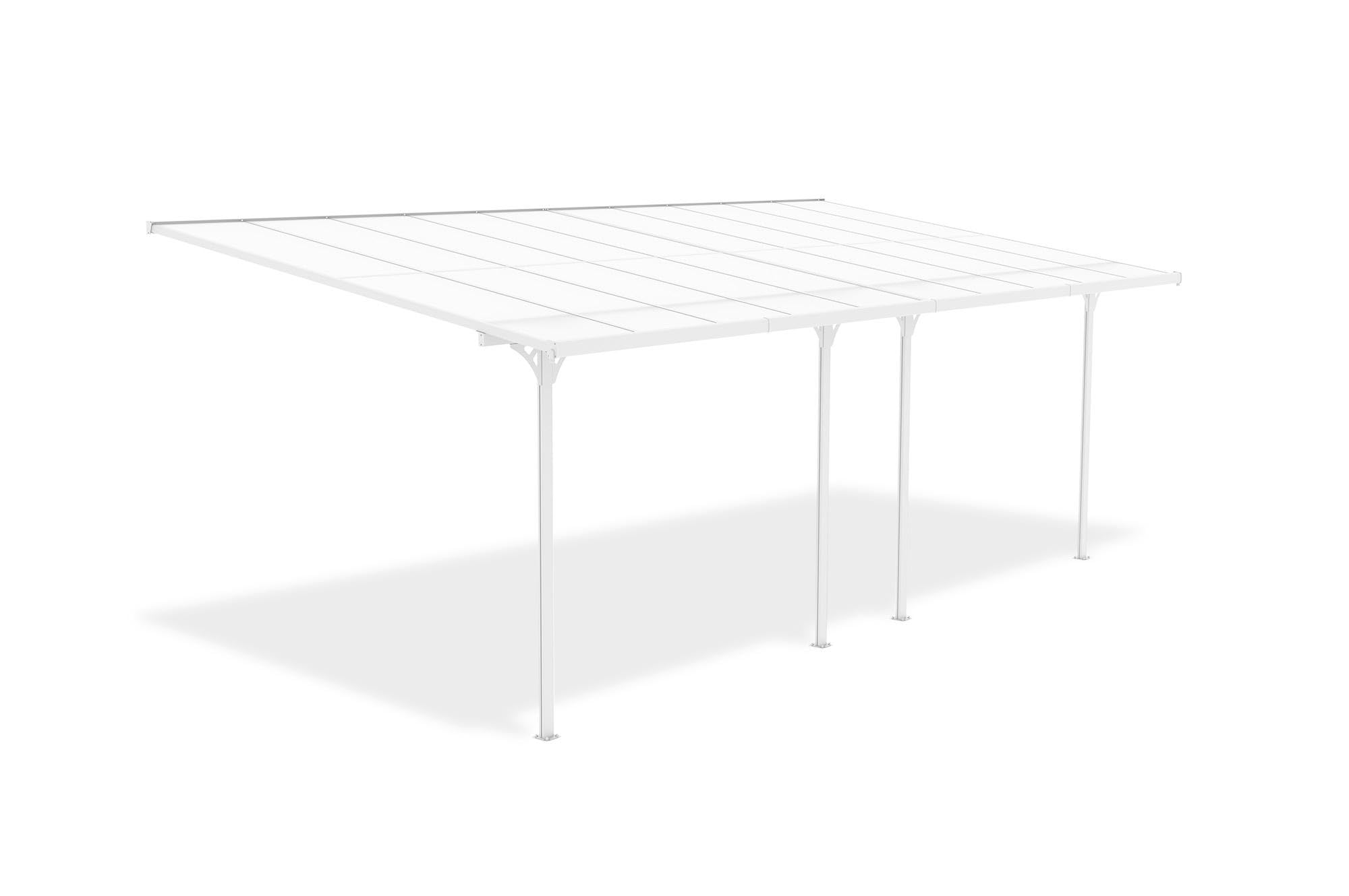 Cazeboo Carport Abri Voiture Toit Terrasse KLEO – 18 m² 6x3 m Aluminium Blanc Polycarbonate Anti-UV – Pergola adossée Robuste Anti-Rouille – Protection Pluie Neige Soleil – 626 x 300 cm