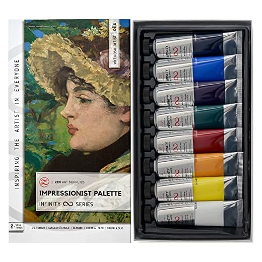 ZenART Pinturas al Óleo para Artistas - 8 Tubos Grandes de 50 ml - Impressionist Palette con Pintura Ecológica, No Tóxica y Resistente a la Luz con una Carga de Pigmento Excepcional - Infinity Series