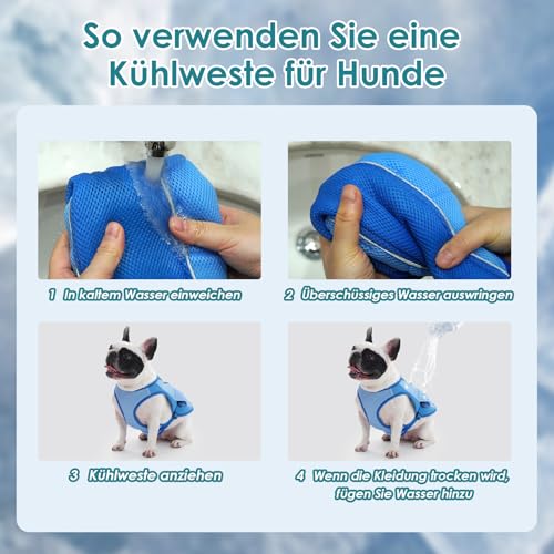 Katzinst Kühlweste für Hunde, Hundekühlweste mit Reflektierenden Streifen, Sonnenschutz Sommer Leichte Atmungsaktive, Spazierengehen Wandern, Kühlweste für Mittelgroße Hunde,Beagle,Blau XL