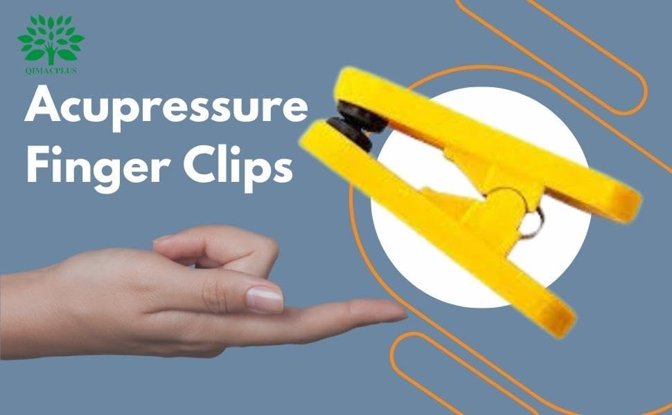 Image of QIMACPLUS Acupressure Finger Clips Yellow | Relieve Finger Fatigue & Improve Blood Circulation | Portable & Easy to Use for Stress Relief Pain Reduction & Relaxation Pack of 10