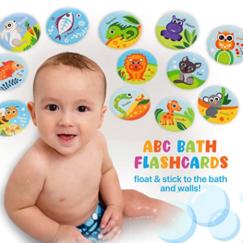 Floating Animals & Alphabet Flash Cards For Bathtub - Preschool Learning Toddler Flash Cards - Educational Bath Toys For 18 Months+ (Set Of 26) #TOP3