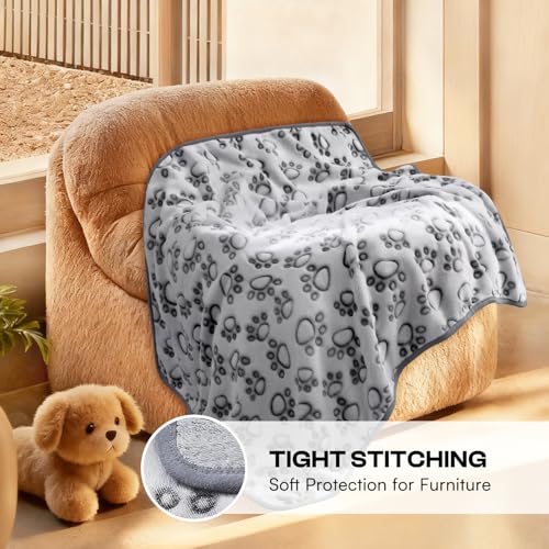 Luciphia Premium Soft Dog Blanket for Small Medium Large Dogs Washable 300GSM Fluffy Warm Fleece Puppy Cat Paw Print Pet Flannel Grey Paw M(30"x20") - Image 6