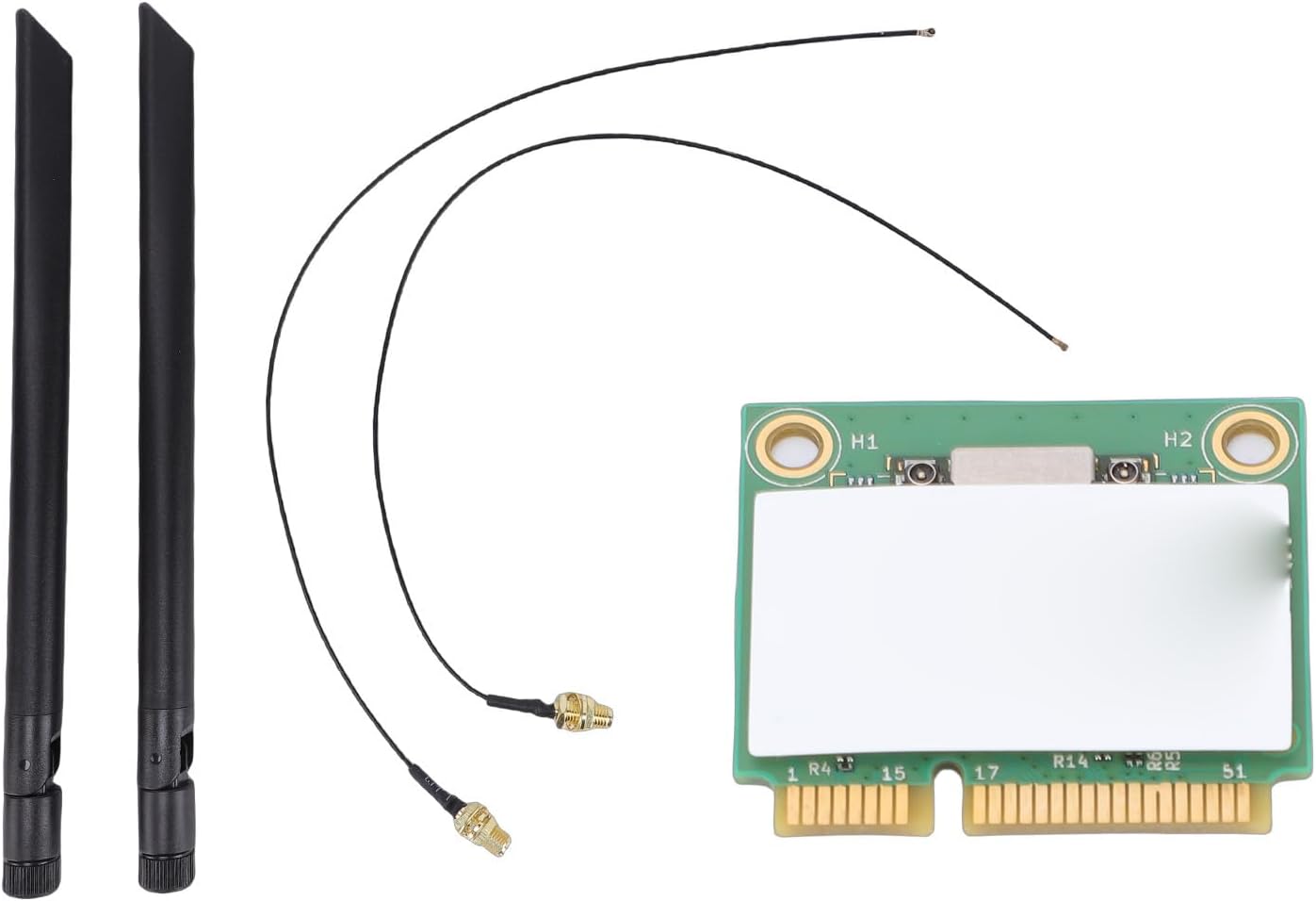 WiFi 6 Wireless Card, MINI PCIe Bluetooth 5.3 2400Mbps 574Mbps Band Laptop Network Adapter with Dual 8dBi Antennas, for 10 11