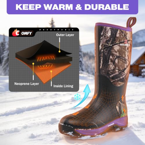 WOVENPAK Rubber Boots for Women, Waterproof Rain Boots Women, Insulated Hunting Boots, Neoprene Garden Mud Boots All Season for Hunting, Gardening, Farming, Size 11 - image 5