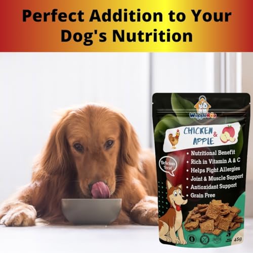 Image of Chicken & Apple Treat for Dog | Travel Friendly Pack | Protein Rich | Great Antioxidants | Crunchy Healthy Snacks | 45g