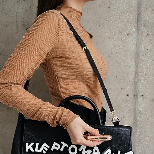 Purse Strap Replacement Crossbody Shoulder Bag, Grain Leather Adjustable Bag Strap, 42-52Inch(Black)4