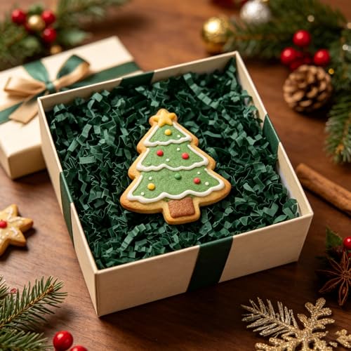 Image of Zankubom 1 /2LB Dark Green Crinkle Cut Paper Shred Filler Great for Gift Wrapping, Basket Fillers, Birthday, Gift Wrapping, Anniversary, Halloween Thanksgiving Christmas Party Decor Filling Supplies