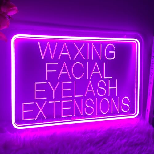Image of Waxing Facial Eyelash Extensions Neon Sign For Wall Decor 3D Art Carving Design Indoor Bedroom Led Neon Signs Backdrop Flex Christmas Party Wedding Living Room Birthday Gift(Purple,USB,15.7IN)