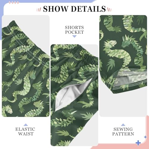 Cartoon Dragon Green Long Pajama Pants Bottoms Soft Sleepwear with Pockets4